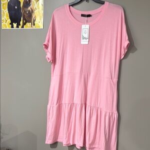 Casual Pink Short Sleeve Dress